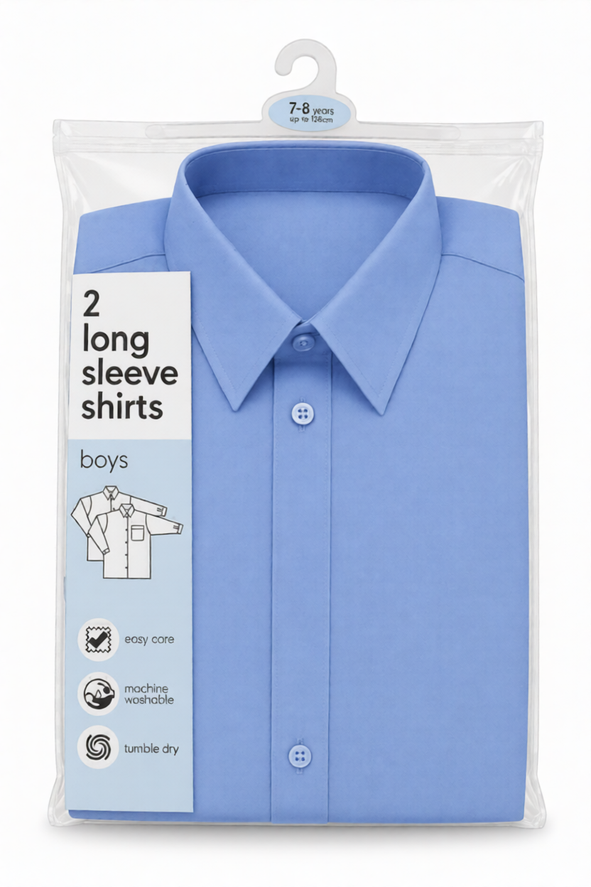 Boys Blue School Shirts Double Pack - Premium Quality