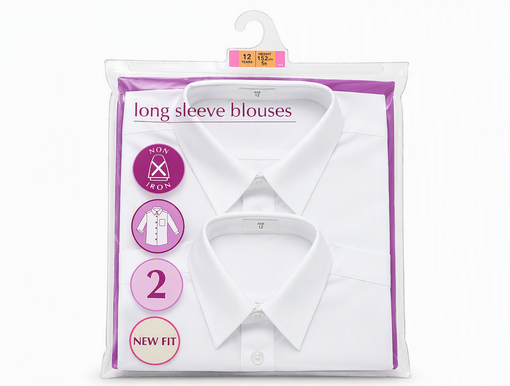 *Premium Quality* Girls White School Blouses Double Pack